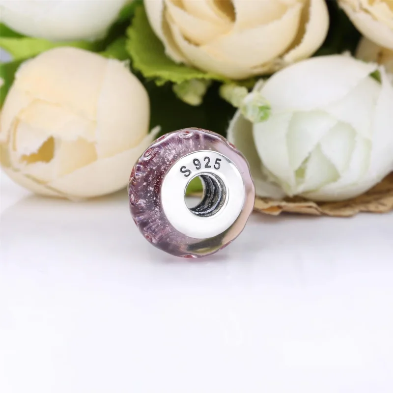 (bilde for) Pandora Bølget Fancy Rosa Muranoglass Charm - 798872C00 - Vis 3