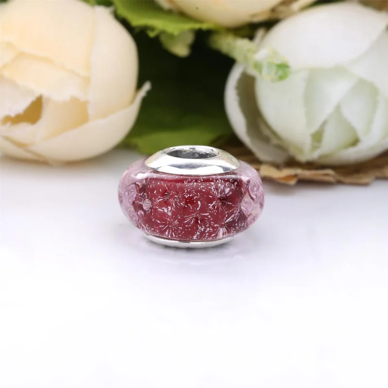 (bilde for) Pandora Bølget Fancy Rosa Muranoglass Charm - 798872C00 - Vis 4