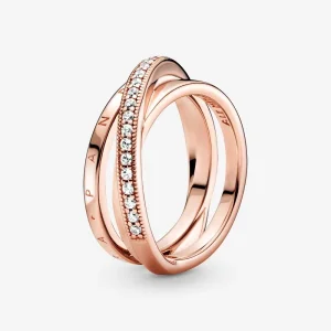(bilde for) Pandora Crossover Pavé Trippel Bånd Ring - 189057C01
