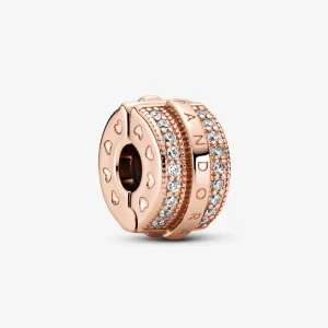 (bilde for) Pandora Funklende Pavé Rader og Logo Klemmecharm - 789042C01