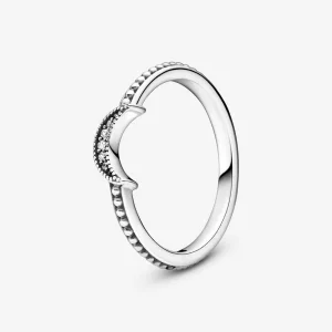 (bilde for) Pandora Halvmåne Ring med Sølvkuler - 199156C01