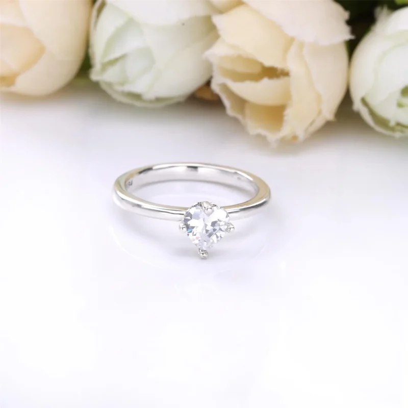 (bilde for) Pandora Klart hjerte Solitaire Ring - 198691C01 - Vis 2