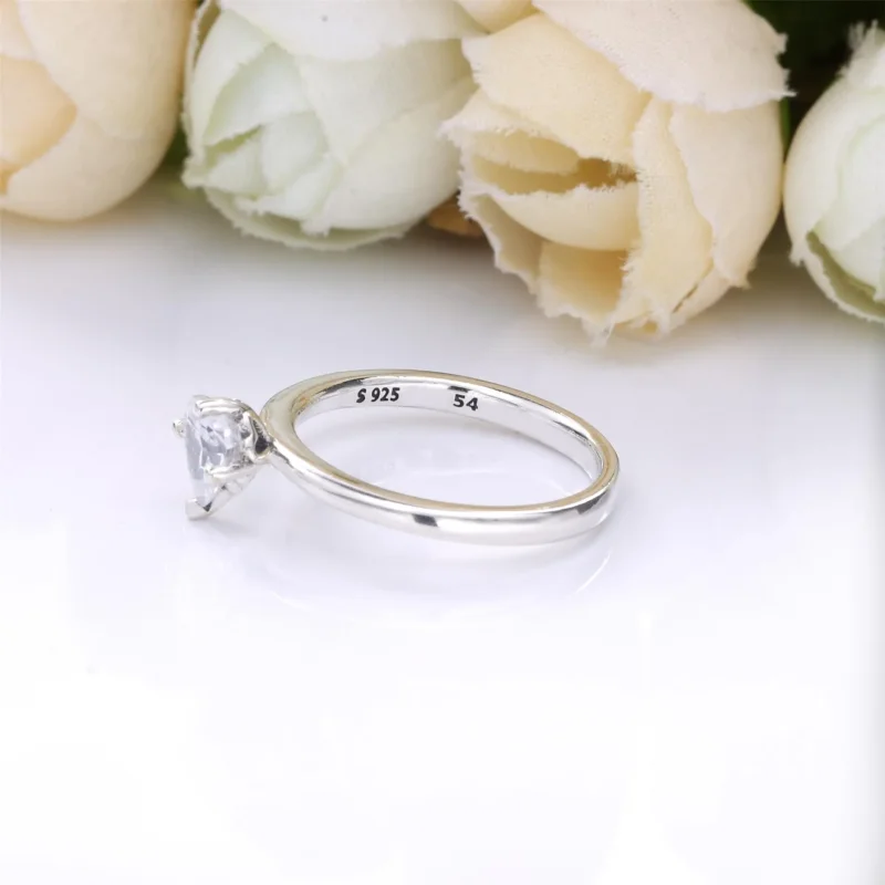 (bilde for) Pandora Klart hjerte Solitaire Ring - 198691C01 - Vis 4