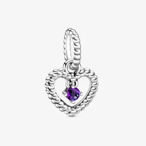 (bilde for) Pandora Lilla Sølvkuleprydet Hjerteformet Hengende Charm - 798854C03