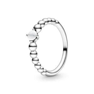 (bilde for) Pandora Melkehvit Sølvkuleprydet Ring - 198867C04