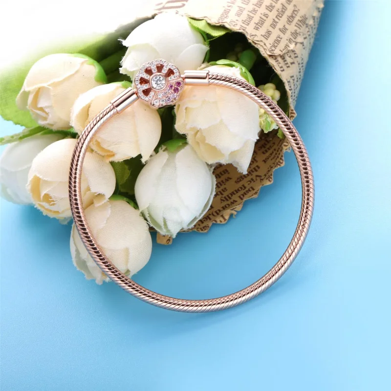 (bilde for) Pandora Moments Rosa Vifteformet Klemme Slangekjedearmbånd - 588145C01 - Vis 3