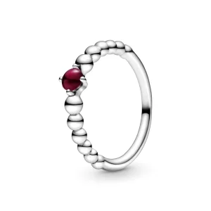 (bilde for) Pandora Mørk rød Sølvkuleprydet Ring - 198867C08