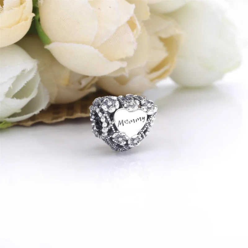 (bilde for) Pandora Åpen Blomst Hjerteformet Mor Charm - 798892C00 - Vis 2