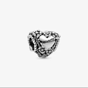(bilde for) Pandora Åpen Blomst Hjerteformet Mor Charm - 798892C00