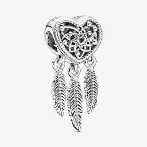 (bilde for) Pandora Åpent Hjerte og Drømmefanger med Tre fjær Charm - 799107C00