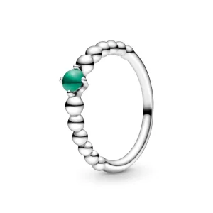(bilde for) Pandora Regnskoggrønn Sølvkuleprydet Ring - 198867C05