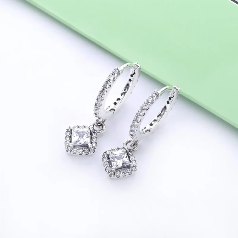 (bilde for) Pandora Square Sparkle Hoop øreringer - 298503C01 - Vis 3
