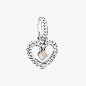 (bilde for) Pandora Støvet rose Sølvkuleprydet Hjerteformet Hengende Charm - 798854C06