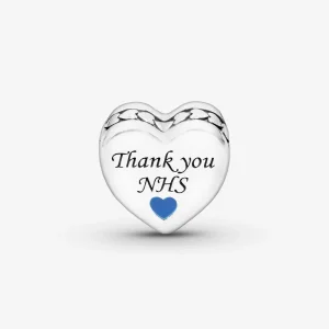 (bilde for) Pandora Thank you and NHS heart sterling silver charm with blue enamel - 792015C00_E047