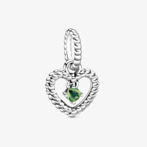 (bilde for) Pandora Vårgrønn Sølvkuleprydet Hjerteformet Hengende Charm - 798854C10