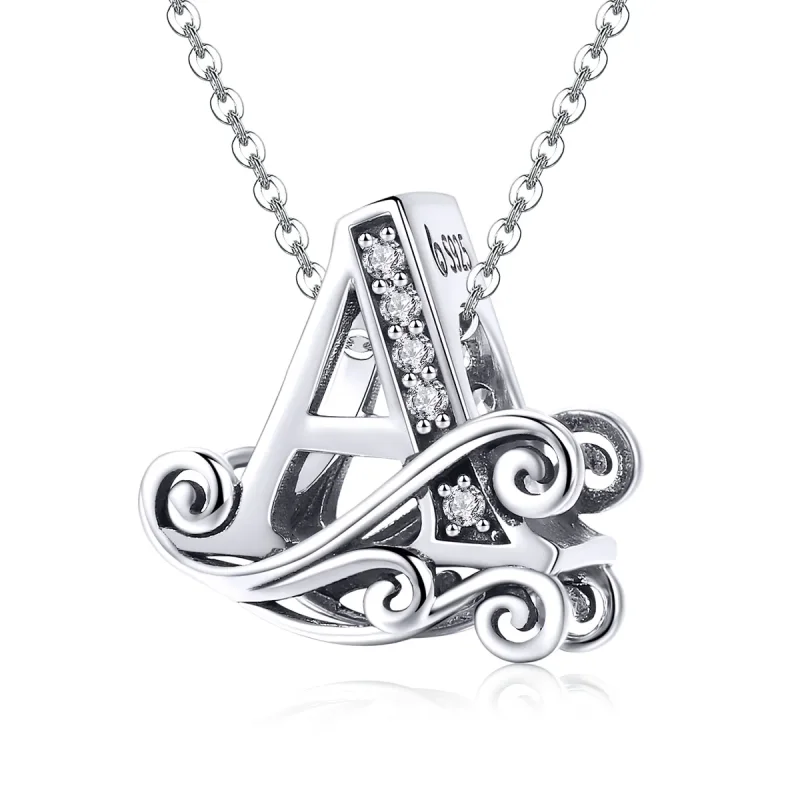 (bilde for) Pandora Style Glitrende Pavé Flower Letter A Charm - BSC030-A - Vis 2