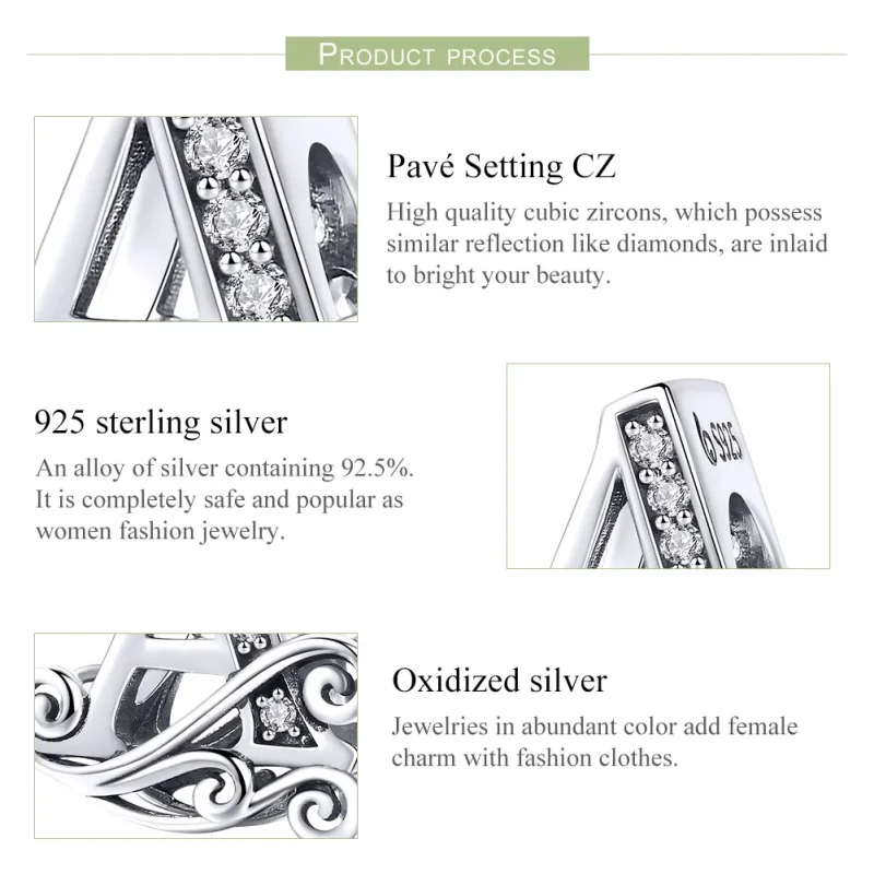 (bilde for) Pandora Style Glitrende Pavé Flower Letter A Charm - BSC030-A - Vis 6
