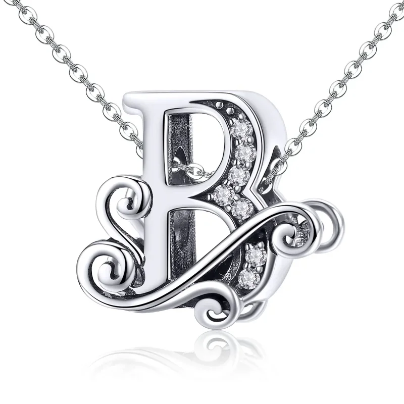 (bilde for)  Pandora Style Glitrende Pavé Flower Letter B Charm - BSC030-B - Vis 2