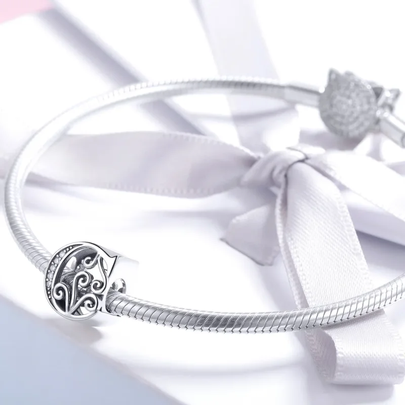 (bilde for)  Pandora Style Glitrende Pavé Flower Letter C Charm - BSC030-C - Vis 3