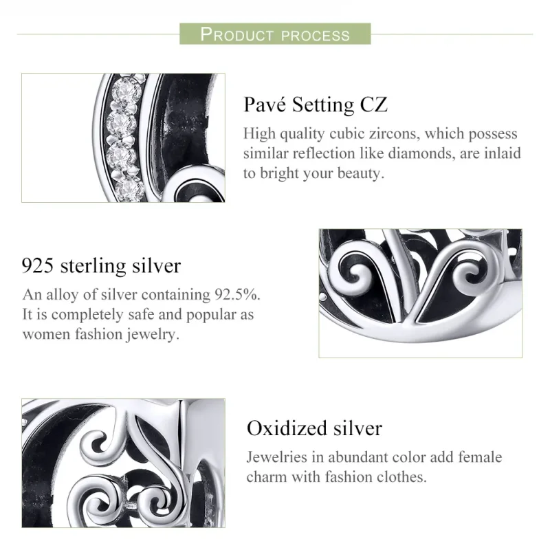 (bilde for)  Pandora Style Glitrende Pavé Flower Letter C Charm - BSC030-C - Vis 6