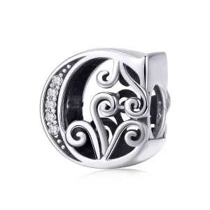 (bilde for)  Pandora Style Glitrende Pavé Flower Letter C Charm - BSC030-C