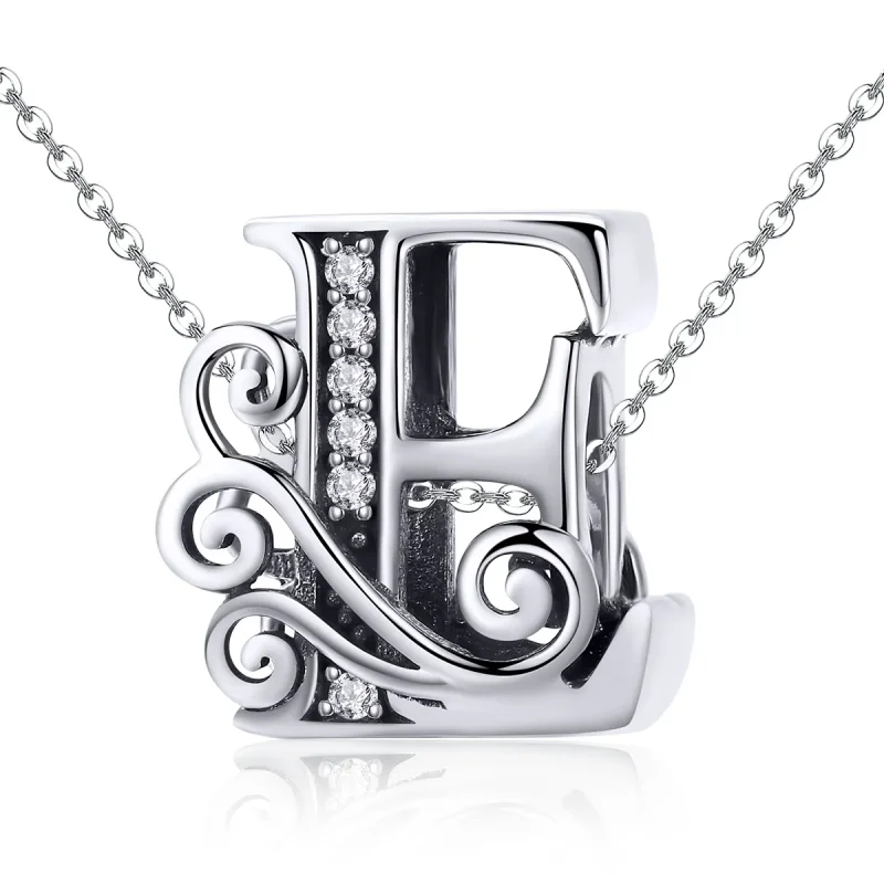 (bilde for)  Pandora Style Glitrende Pavé Flower Letter E Charm - BSC030-E - Vis 2