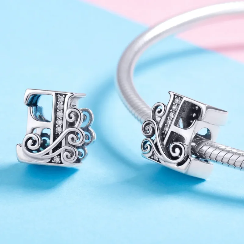(bilde for)  Pandora Style Glitrende Pavé Flower Letter E Charm - BSC030-E - Vis 4