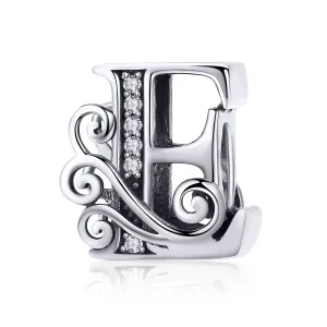 (bilde for)  Pandora Style Glitrende Pavé Flower Letter E Charm - BSC030-E
