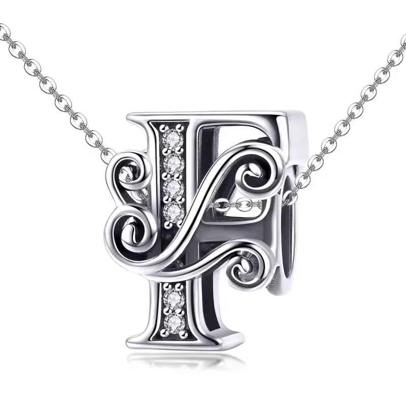 (bilde for)  Pandora Style Glitrende Pavé Flower Letter F Charm - BSC030-F - Vis 2