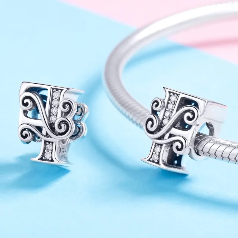 (bilde for)  Pandora Style Glitrende Pavé Flower Letter F Charm - BSC030-F - Vis 4