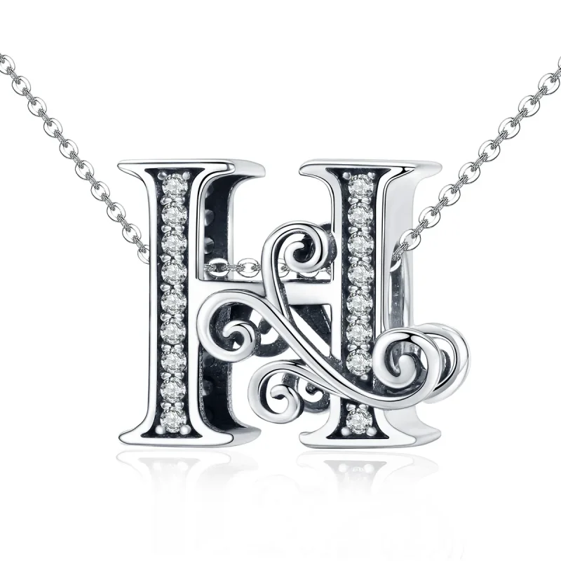 (bilde for)  Pandora Style Glitrende Pavé Flower Letter H Charm - BSC030-H - Vis 2