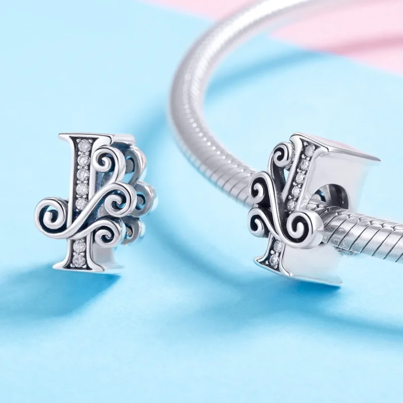 (bilde for)  Pandora Style Glitrende Pavé Flower Letter I Charm - BSC030-I - Vis 4