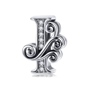 (bilde for)  Pandora Style Glitrende Pavé Flower Letter I Charm - BSC030-I