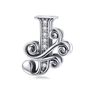 (bilde for)  Pandora Style Glitrende Pavé Flower Letter J Charm - BSC030-J