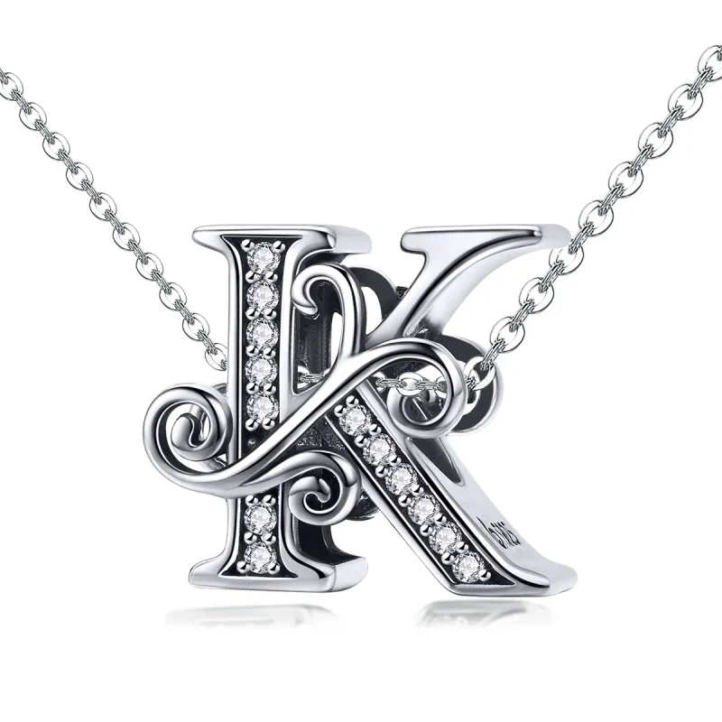 (bilde for)  Pandora Style Glitrende Pavé Flower Letter K Charm - BSC030-K - Vis 2