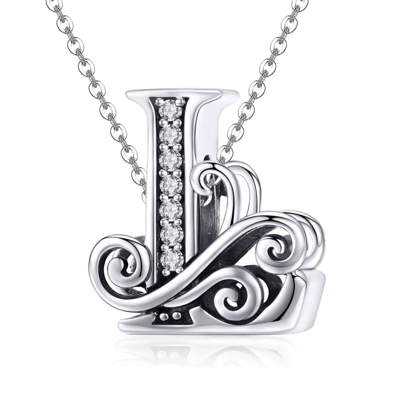 (bilde for)  Pandora Style Glitrende Pavé Flower Letter L Charm - BSC030-L - Vis 2