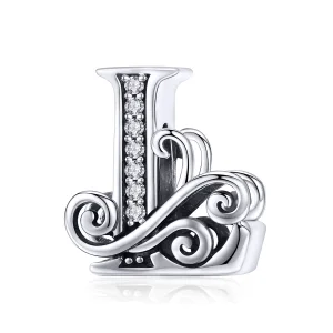 (bilde for)  Pandora Style Glitrende Pavé Flower Letter L Charm - BSC030-L