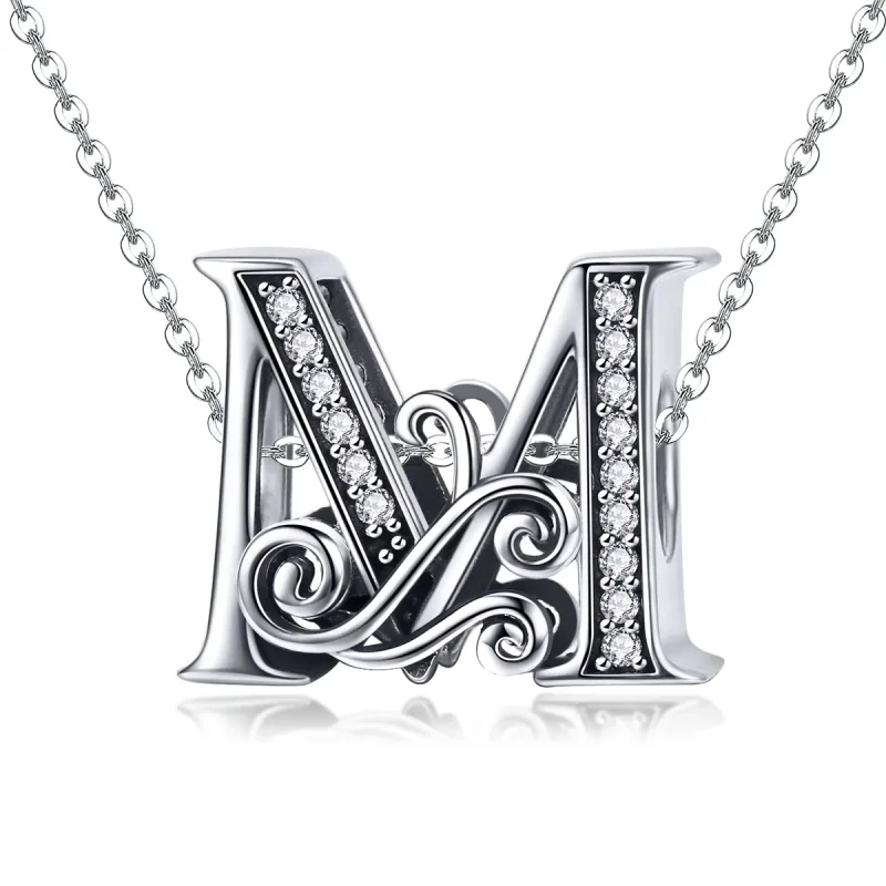 (bilde for)  Pandora Style Glitrende Pavé Flower Letter M Charm - BSC030-M - Vis 2