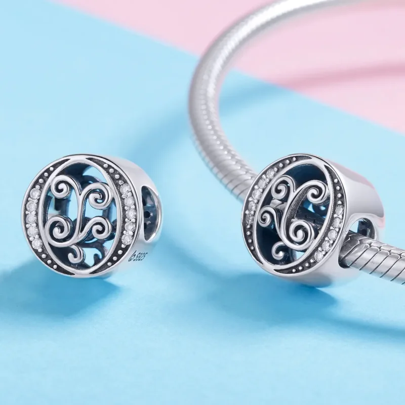 (bilde for) Pandora Style Glitrende Pavé Flower Letter O Charm - BSC030-O - Vis 4
