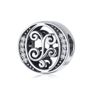 (bilde for) Pandora Style Glitrende Pavé Flower Letter O Charm - BSC030-O
