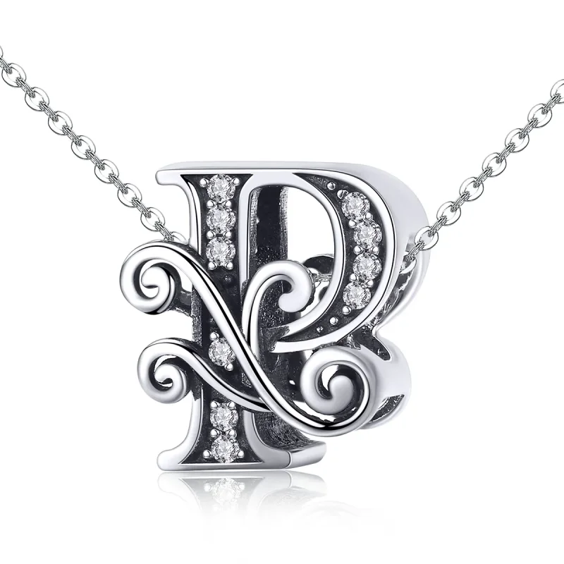 (bilde for)  Pandora Style Glitrende Pavé Flower Letter P Charm - BSC030-P - Vis 2
