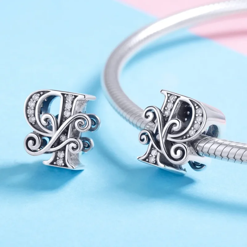 (bilde for)  Pandora Style Glitrende Pavé Flower Letter P Charm - BSC030-P - Vis 4