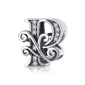 (bilde for)  Pandora Style Glitrende Pavé Flower Letter P Charm - BSC030-P