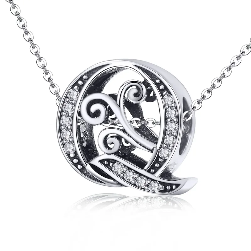 (bilde for)  Pandora Style Glitrende Pavé Flower Letter Q Charm - BSC030-Q - Vis 2