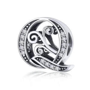 (bilde for)  Pandora Style Glitrende Pavé Flower Letter Q Charm - BSC030-Q