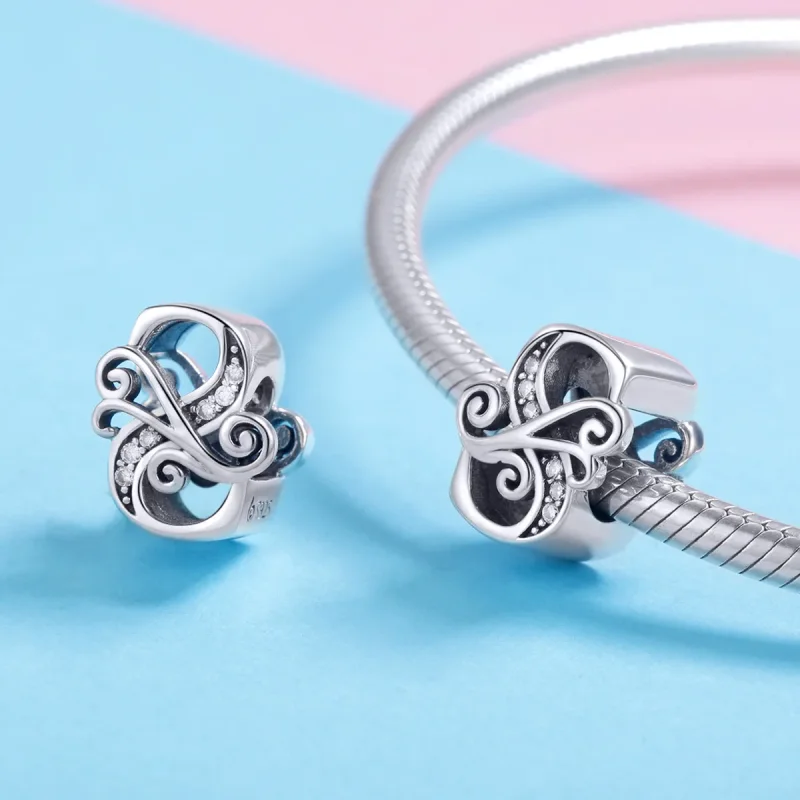 (bilde for)  Pandora Style Glitrende Pavé Flower Letter S Charm - BSC030-S - Vis 4