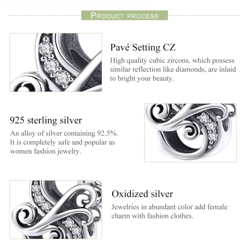 (bilde for)  Pandora Style Glitrende Pavé Flower Letter S Charm - BSC030-S - Vis 6