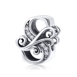 (bilde for)  Pandora Style Glitrende Pavé Flower Letter S Charm - BSC030-S