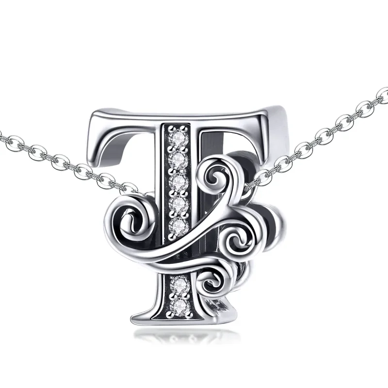 (bilde for)  Pandora Style Glitrende Pavé Flower Letter T Charm - BSC030-T - Vis 2