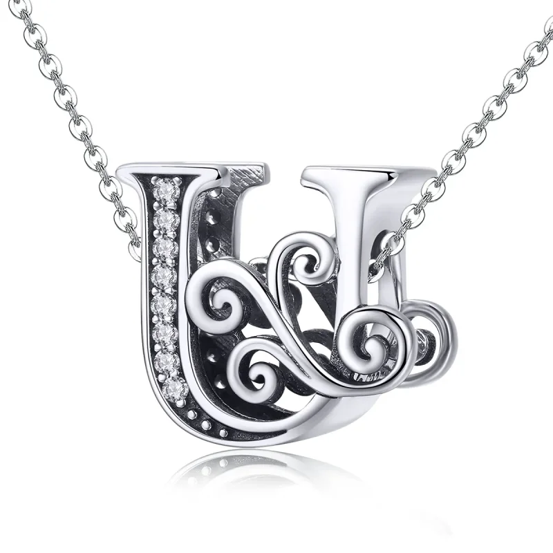 (bilde for)  Pandora Style Glitrende Pavé Flower Letter U Charm - BSC030-U - Vis 2